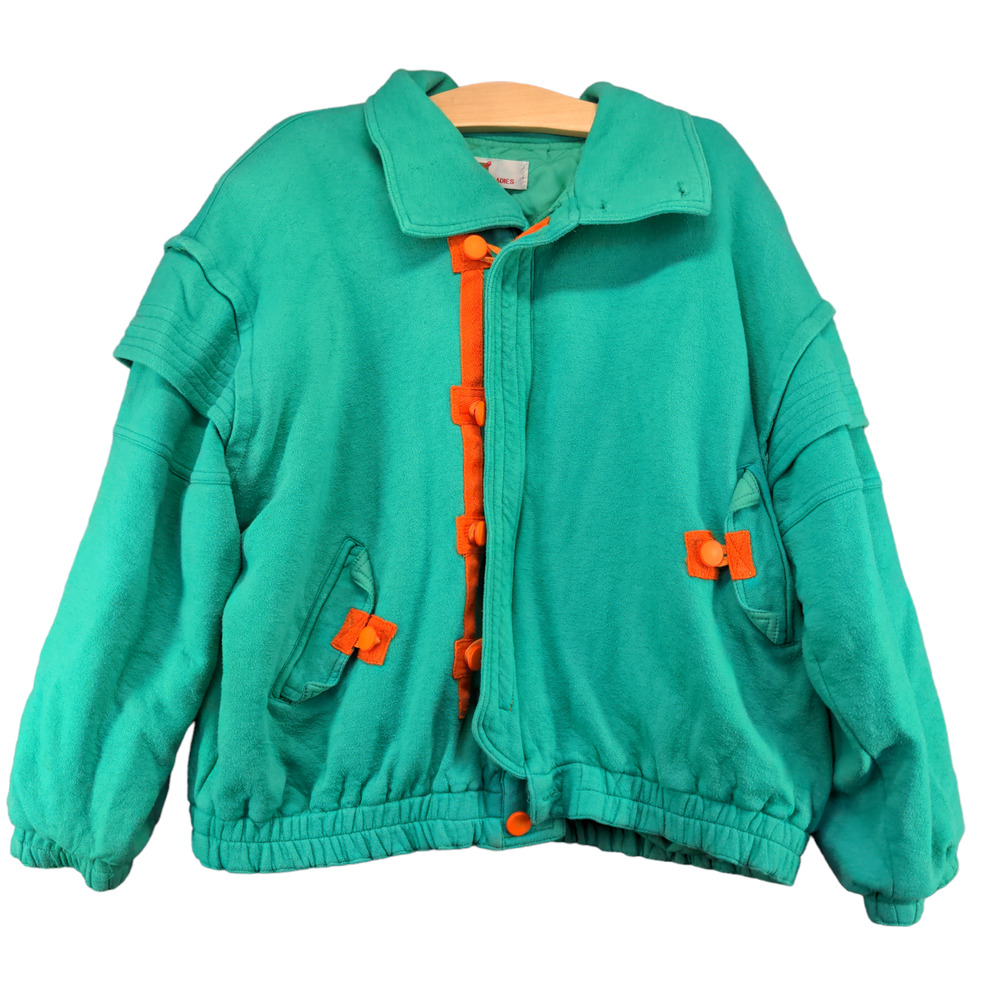 Why And 1/2 Ladies Jacket Long Sleeve Green Actual 52x23 Shoulder Pads Funny Pig